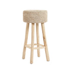 Raffia barpall i teak och raffia, natur