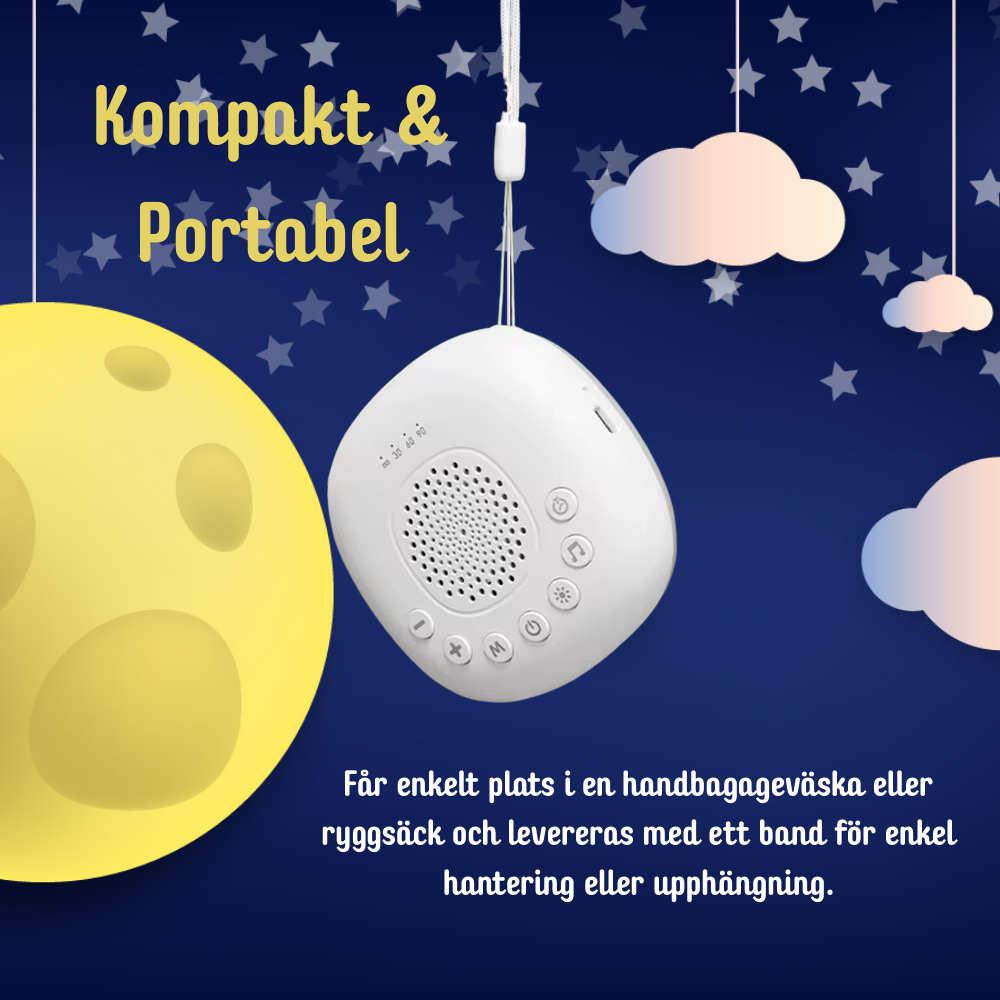 White Noise – 2 i 1 lösning: nattlampa med vitt brus för ostörd sömn.