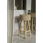 Raffia barpall i teak och raffia, natur