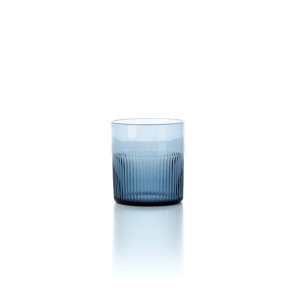 Azure dricksglas i räfflat glas, blå – lågt