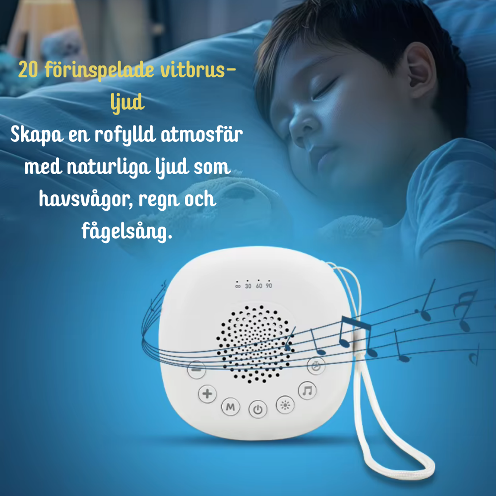White Noise – 2 i 1 lösning: nattlampa med vitt brus för ostörd sömn.