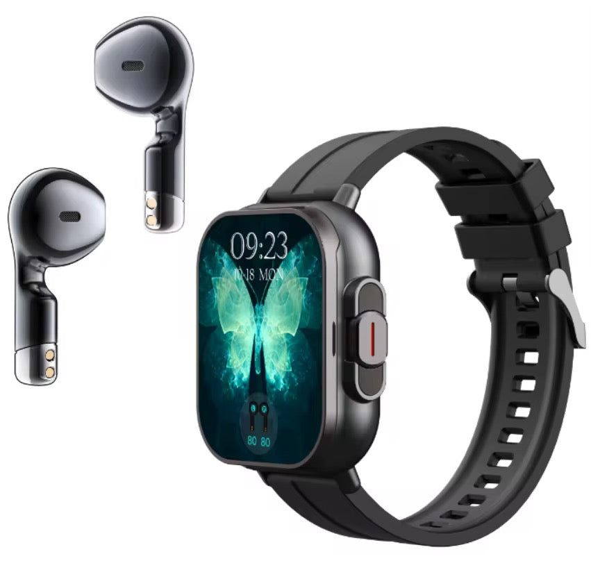 Smartklocka med inbyggda TWS-hörlurar – 2 i 1
