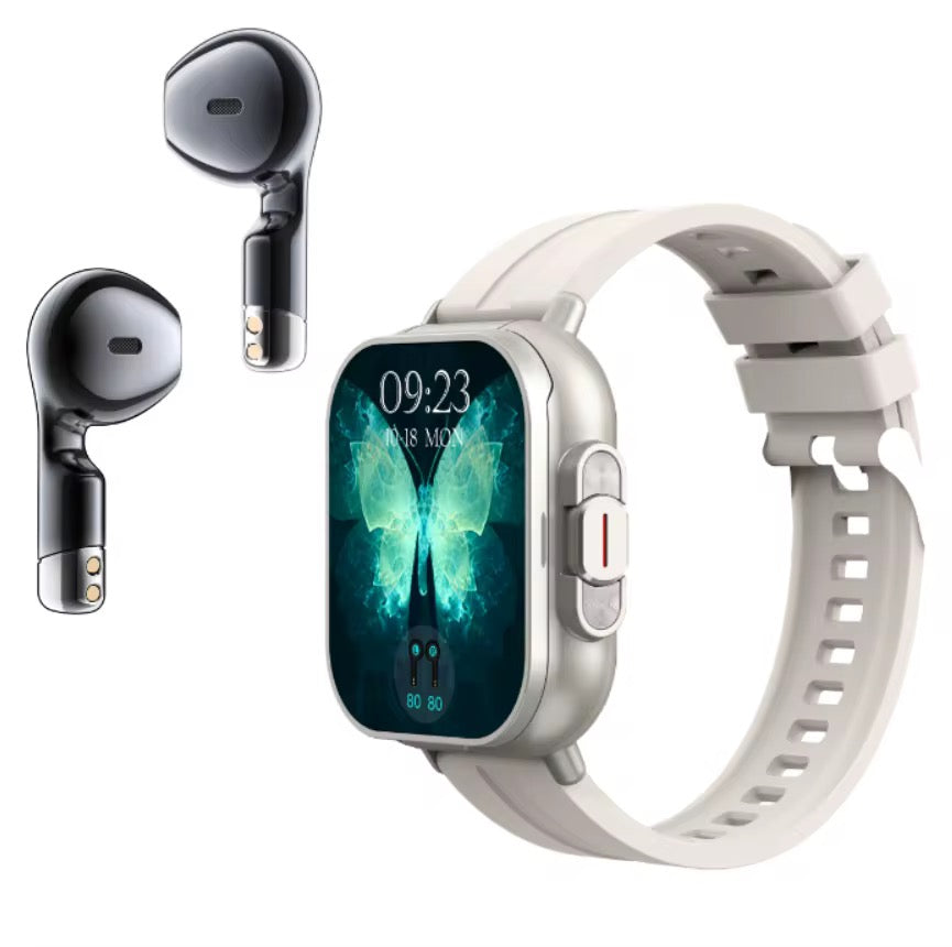 Smartklocka med inbyggda TWS-hörlurar – 2 i 1