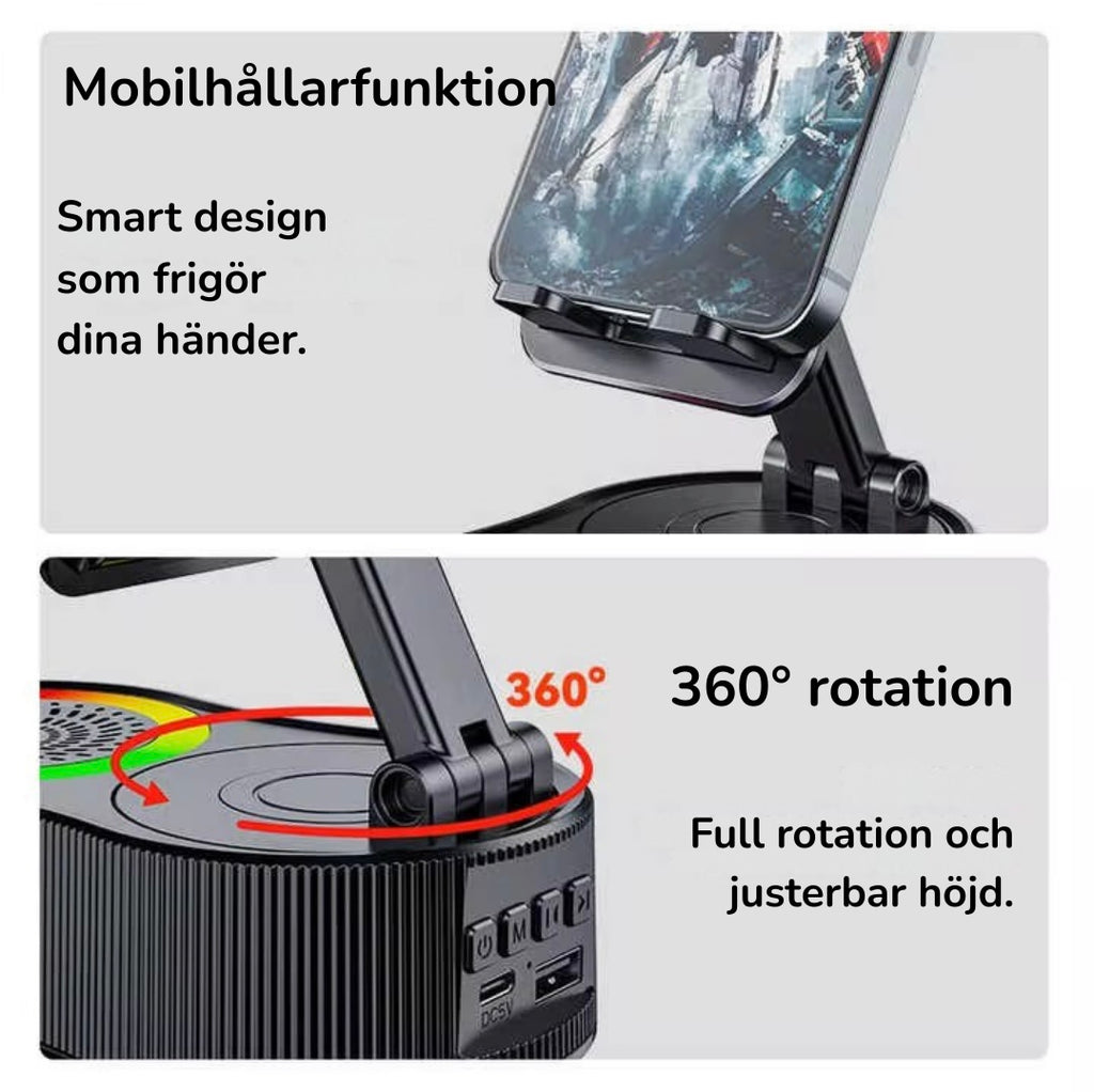 Trådlös Bluetooth-högtalare med RGB-ljus och mobilhållare