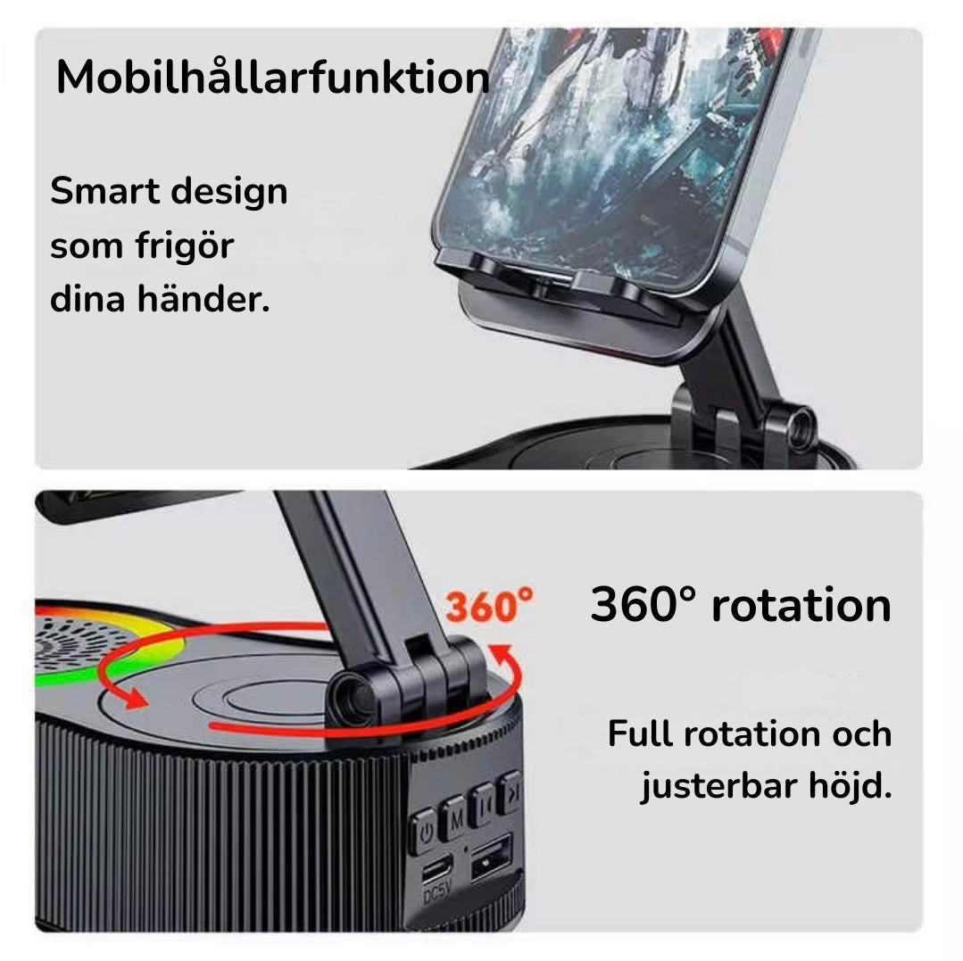Trådlös Bluetooth-högtalare med RGB-ljus och mobilhållare