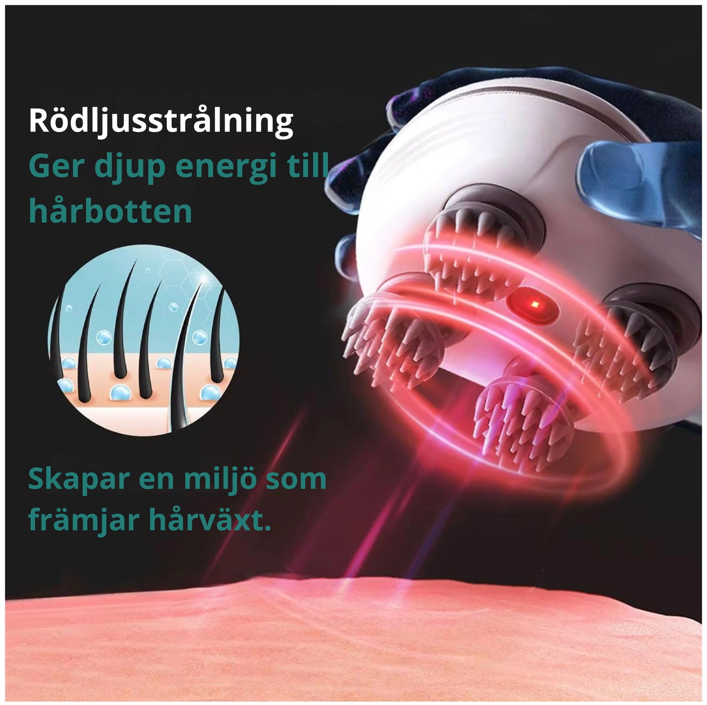 Trådlös och vattentät massageborste - för huvud och kropp