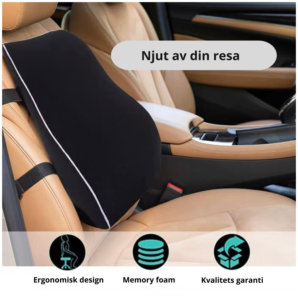 Ergonomisk Ländryggskudde i Memory Foam – För Kontorsstol, Bil & Hem