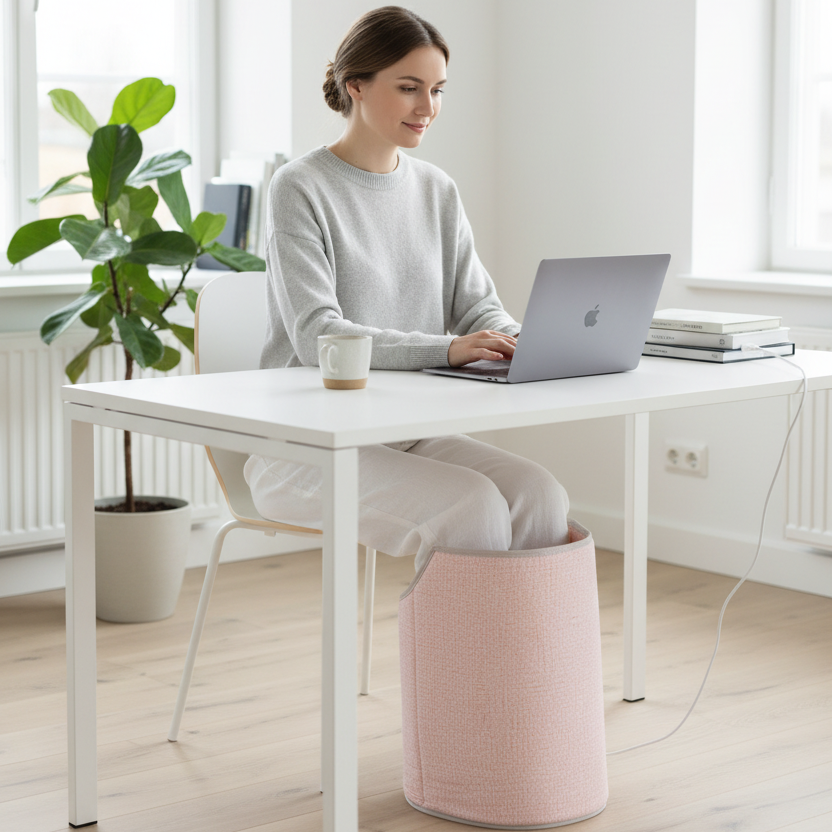 Benvärmare hemmakontor rosa