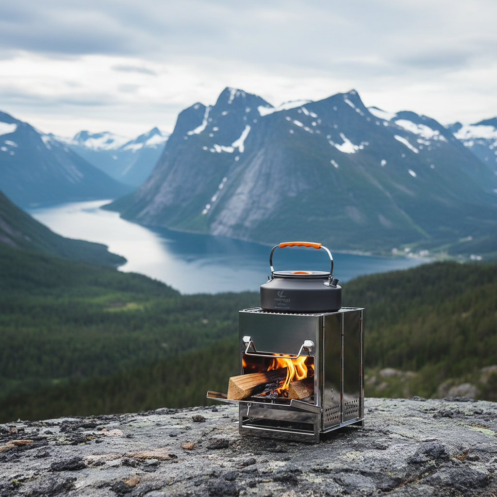Camping grill på bergstopp