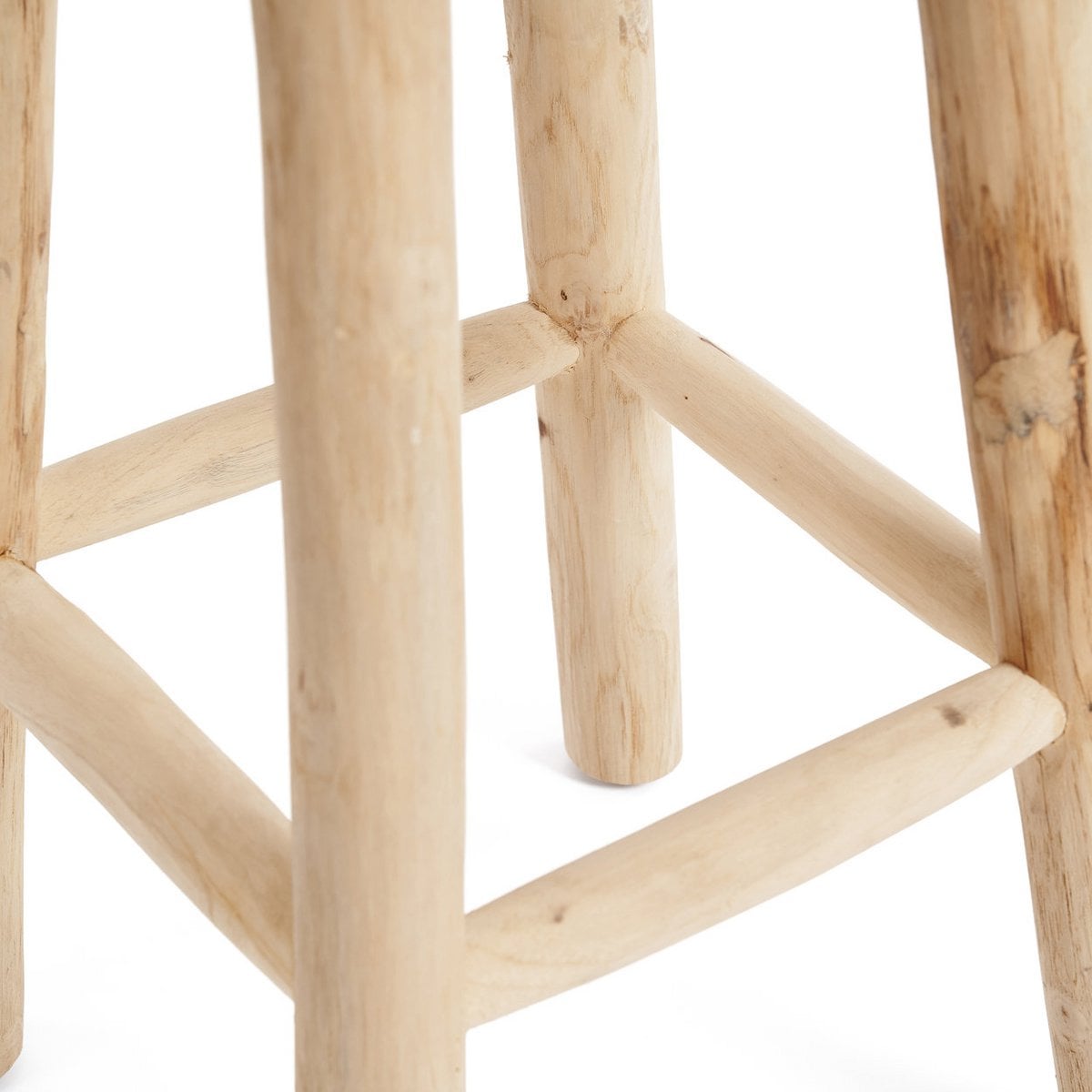 Raffia barpall i teak och raffia, natur