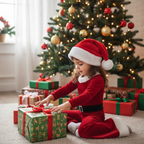 Flicka med julklappar